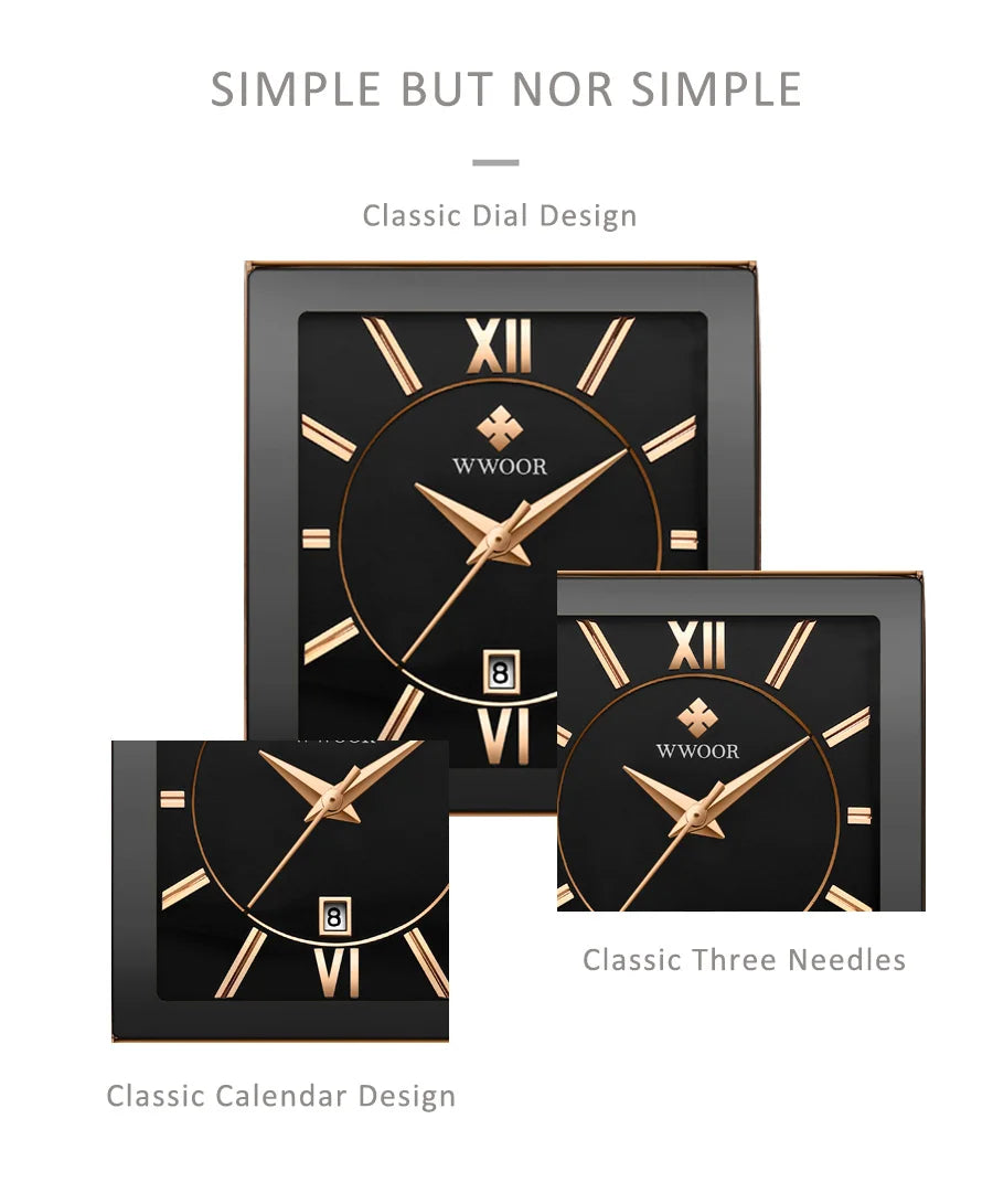 Relogio Feminino 2024 WWOOR New Women Watches Top Brand Luxury Blue Women's Bracelet Square Watch Ladies Dress Quartz WristWatch