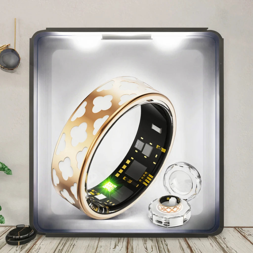 Women's Men's Smart Health Steel Ring Fitness Tracker Heart Rate Blood Oxygen Blood Pressure Monitoring Sleep Step Count App