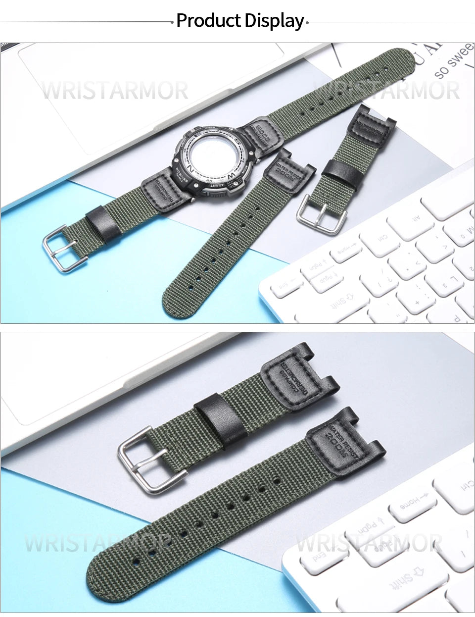 Leather Strap for Casio SGW-100 SGW100 SGW200 GW-3500B/3000B  Nylon Canvas Band Stainless Steel Buckle Watch Accessories