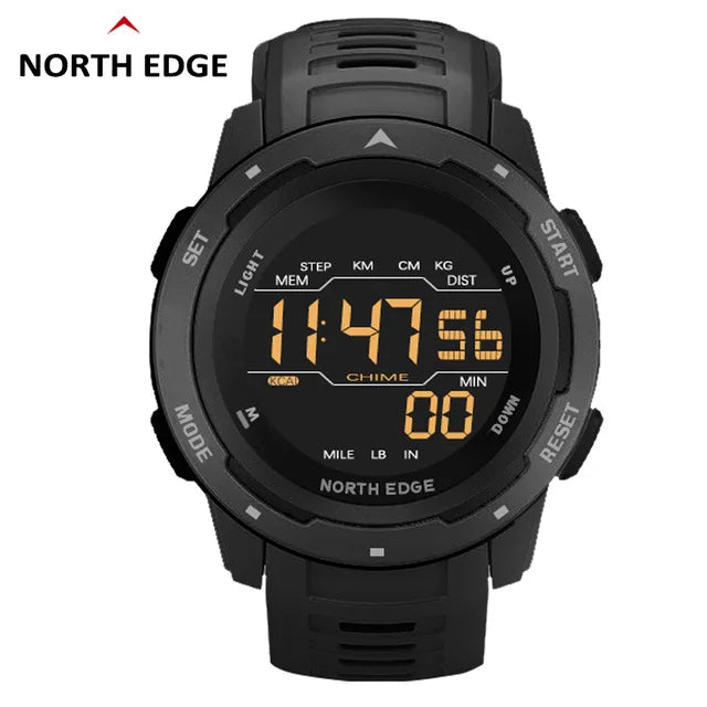 NORTH EDGE Mars Men Digital Watch Men's Military Sport Watches Waterproof 50M Pedometer Calories Stopwatch Hourly Alarm Clock