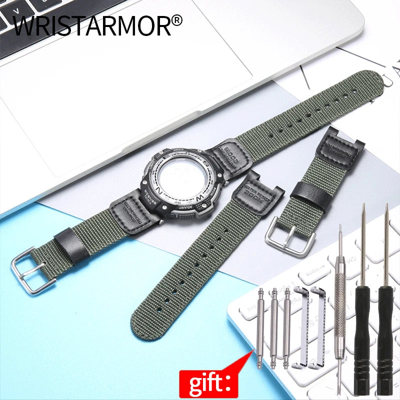 Leather Strap for Casio SGW-100 SGW100 SGW200 GW-3500B/3000B  Nylon Canvas Band Stainless Steel Buckle Watch Accessories