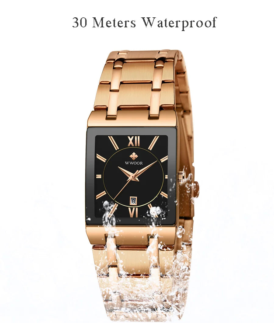 Relogio Feminino 2024 WWOOR New Women Watches Top Brand Luxury Blue Women's Bracelet Square Watch Ladies Dress Quartz WristWatch