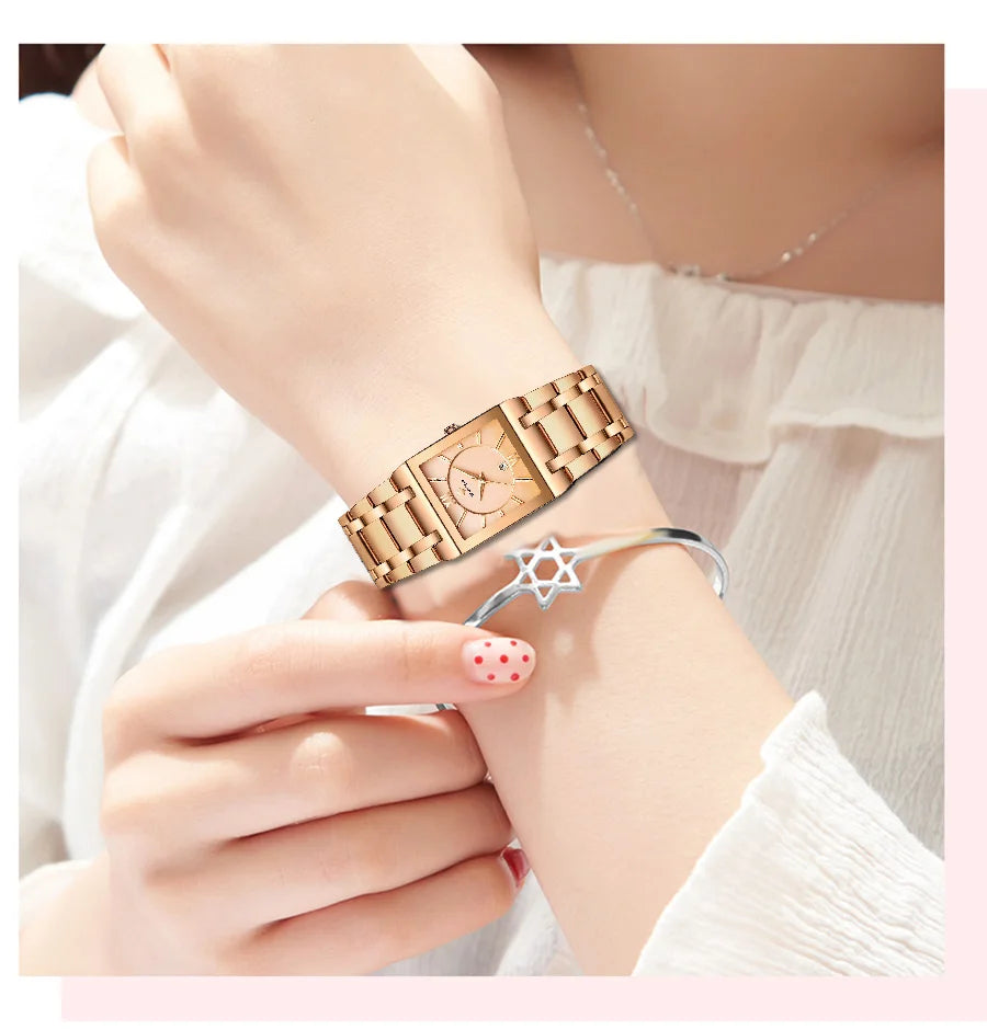 Relogio Feminino 2024 WWOOR New Women Watches Top Brand Luxury Blue Women's Bracelet Square Watch Ladies Dress Quartz WristWatch