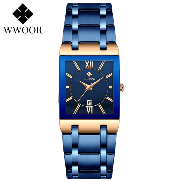 Relogio Feminino 2024 WWOOR New Women Watches Top Brand Luxury Blue Women's Bracelet Square Watch Ladies Dress Quartz WristWatch