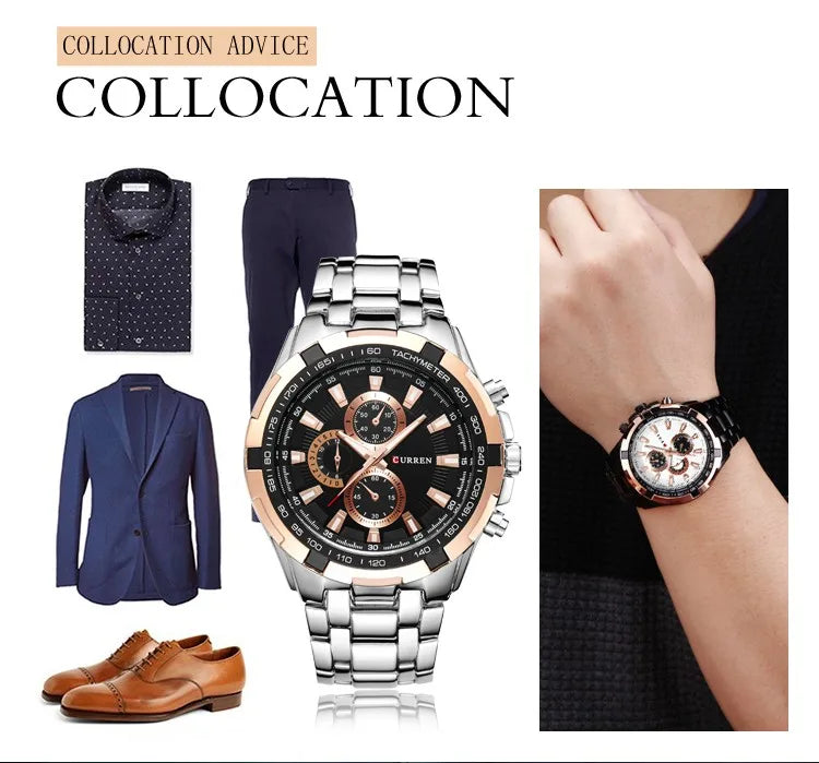 2022 CURREN Top Brand Quartz Watch Men Waterproof Sport Military Wristwatch Men Business Stainless Steel Male Clock Reloj Hombre