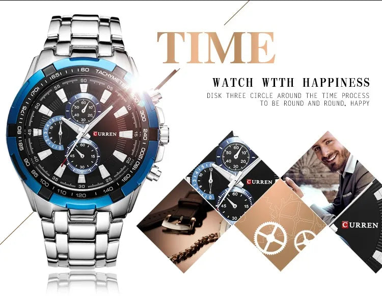2022 CURREN Top Brand Quartz Watch Men Waterproof Sport Military Wristwatch Men Business Stainless Steel Male Clock Reloj Hombre