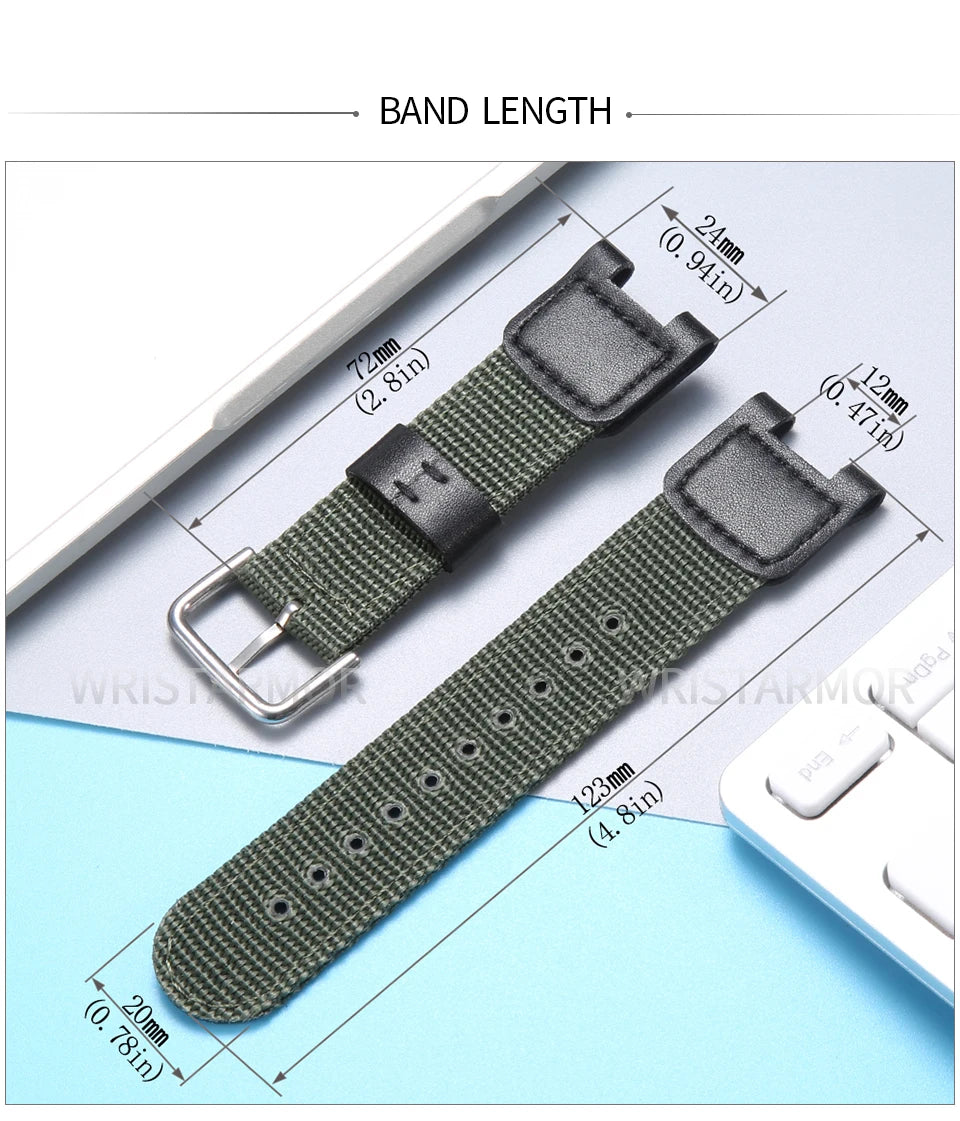 Leather Strap for Casio SGW-100 SGW100 SGW200 GW-3500B/3000B  Nylon Canvas Band Stainless Steel Buckle Watch Accessories