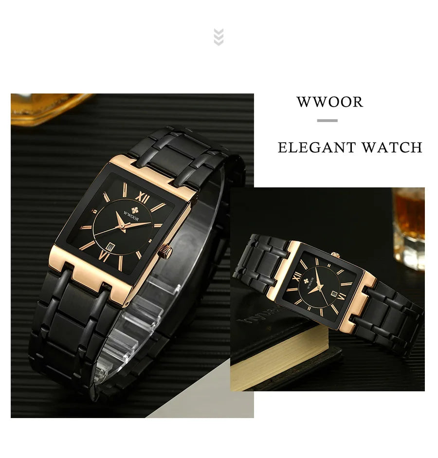 Relogio Feminino 2024 WWOOR New Women Watches Top Brand Luxury Blue Women's Bracelet Square Watch Ladies Dress Quartz WristWatch