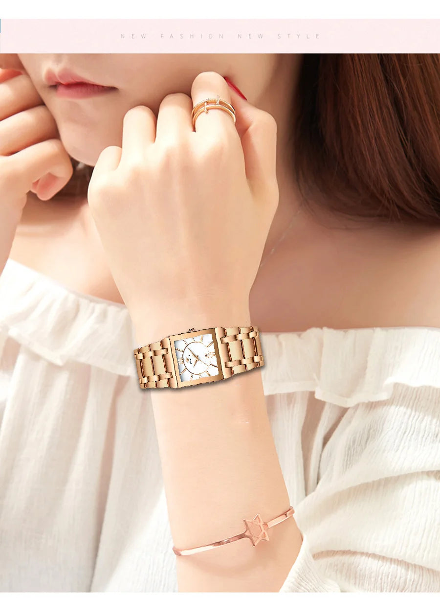 Relogio Feminino 2024 WWOOR New Women Watches Top Brand Luxury Blue Women's Bracelet Square Watch Ladies Dress Quartz WristWatch