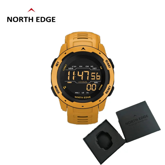 NORTH EDGE Mars Men Digital Watch Men's Military Sport Watches Waterproof 50M Pedometer Calories Stopwatch Hourly Alarm Clock