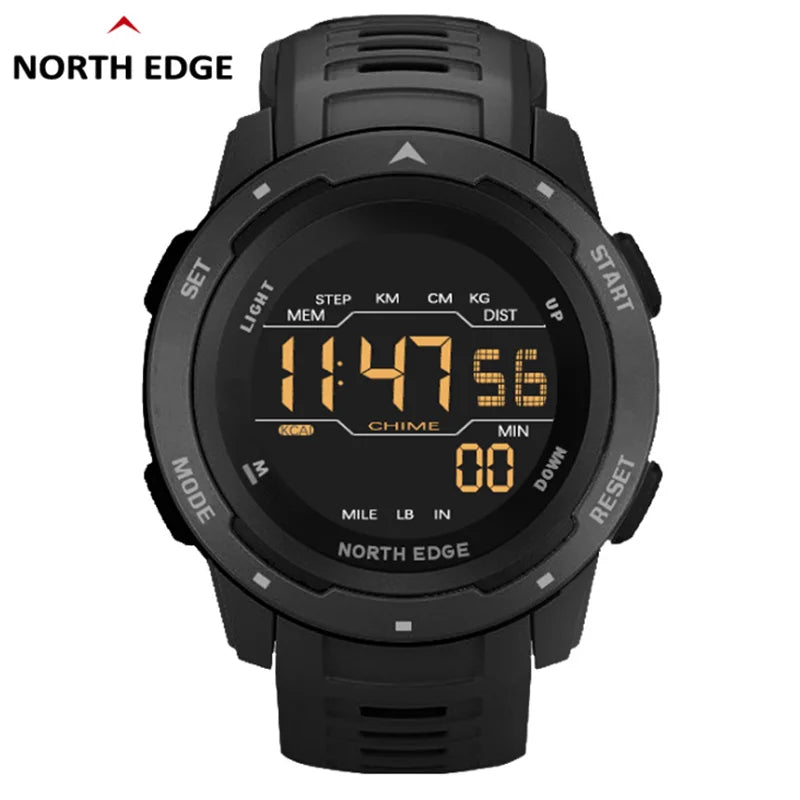 NORTH EDGE Mars Men Digital Watch Men's Military Sport Watches Waterproof 50M Pedometer Calories Stopwatch Hourly Alarm Clock