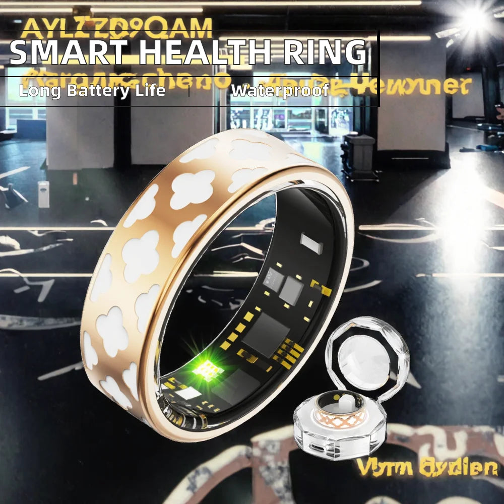 Women's Men's Smart Health Steel Ring Fitness Tracker Heart Rate Blood Oxygen Blood Pressure Monitoring Sleep Step Count App