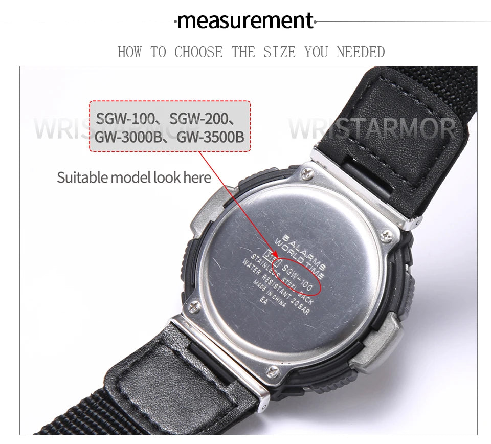 Leather Strap for Casio SGW-100 SGW100 SGW200 GW-3500B/3000B  Nylon Canvas Band Stainless Steel Buckle Watch Accessories
