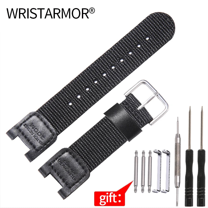 Leather Strap for Casio SGW-100 SGW100 SGW200 GW-3500B/3000B  Nylon Canvas Band Stainless Steel Buckle Watch Accessories