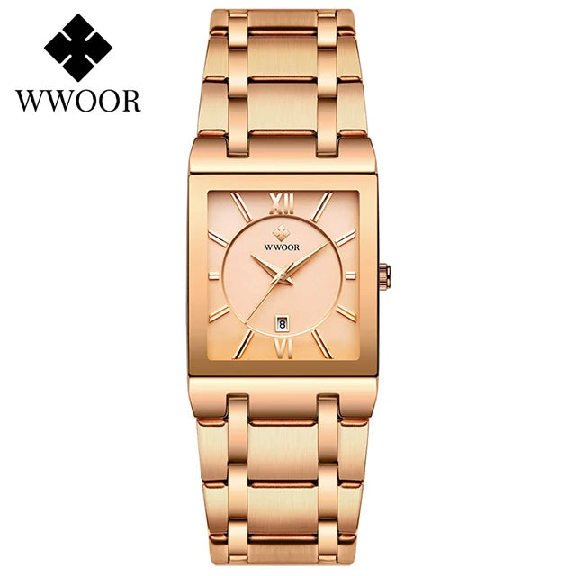 Relogio Feminino 2024 WWOOR New Women Watches Top Brand Luxury Blue Women's Bracelet Square Watch Ladies Dress Quartz WristWatch