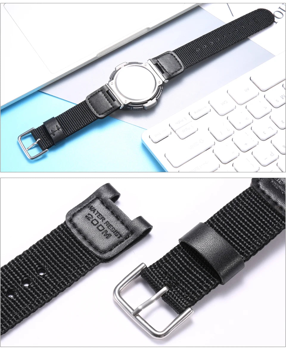 Leather Strap for Casio SGW-100 SGW100 SGW200 GW-3500B/3000B  Nylon Canvas Band Stainless Steel Buckle Watch Accessories