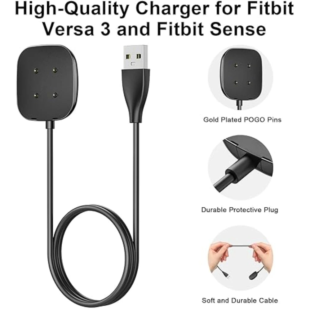 For Fitbit Sense/Sense 2/Versa 4/Versa 3 Charger USB Charger Smart watch Charging  Cable Replacement Charger 3.3ft