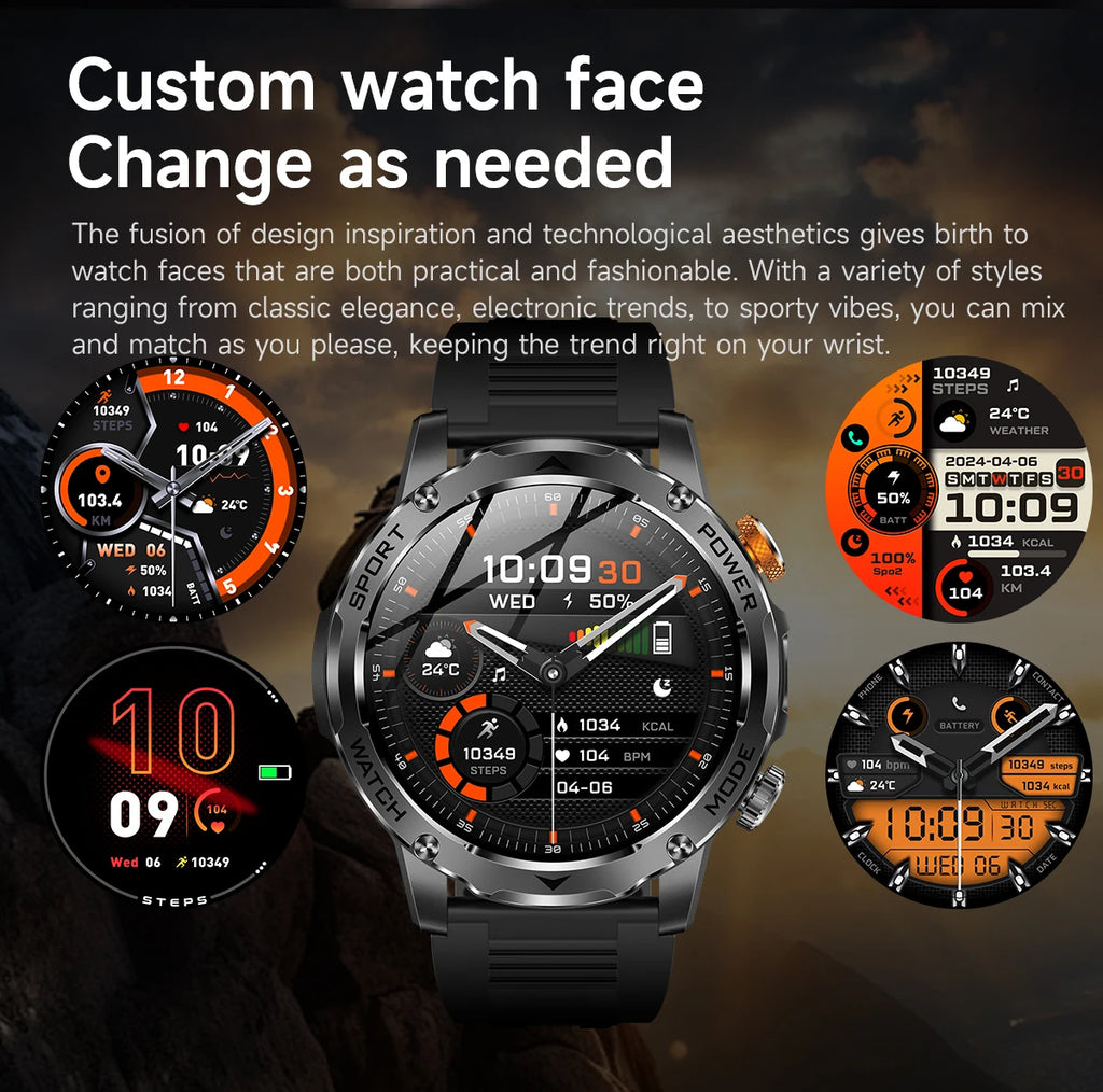 LIGE New Smart Watch Men 1000mAh Large Capacity Battery Outdoor Flashlight Bluetooth Call Waterproof Sport Fitness Smartwatch