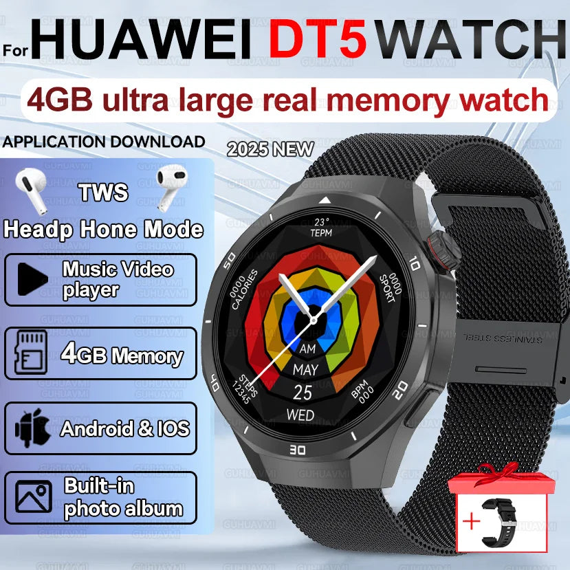 2025 New Smart Watch Men AMOLED Screen 4GB Memory Music Player GPS Sports Fitness Tracker IP68 Waterproof Smartwatches
