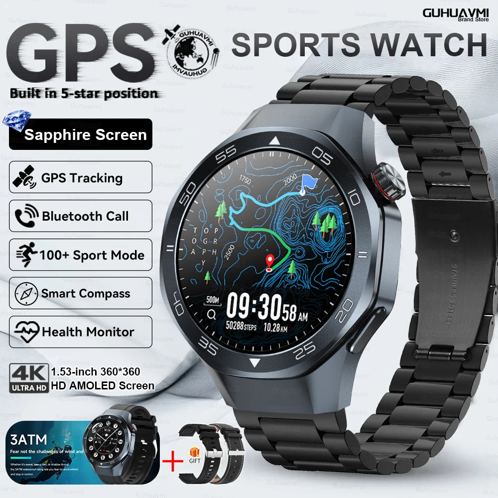 2025 New Watch5 GPS Sports Smart Watch 1.53-inch Sapphire Glass HD Screen Compass Heart Rate Bluetooth Call Smartwatch Men Women