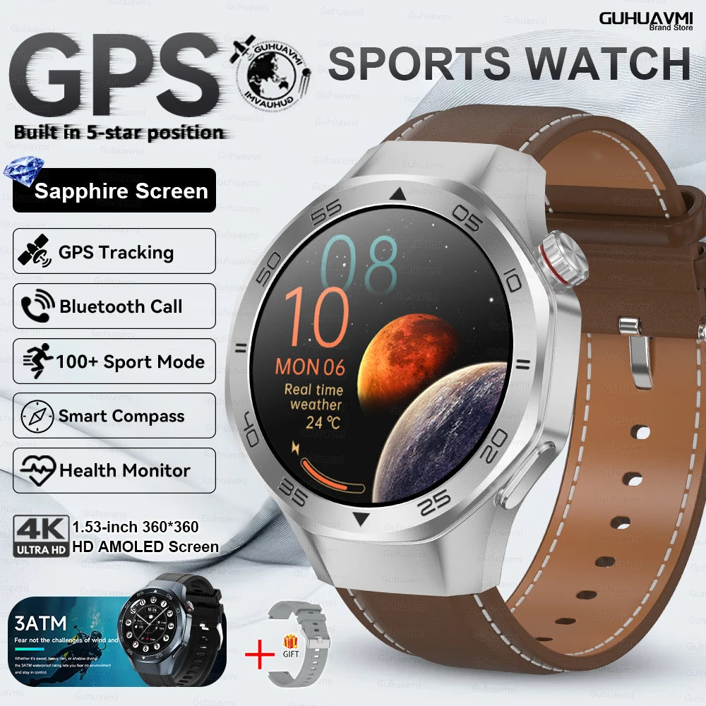 2025 New Watch5 GPS Sports Smart Watch 1.53-inch Sapphire Glass HD Screen Compass Heart Rate Bluetooth Call Smartwatch Men Women