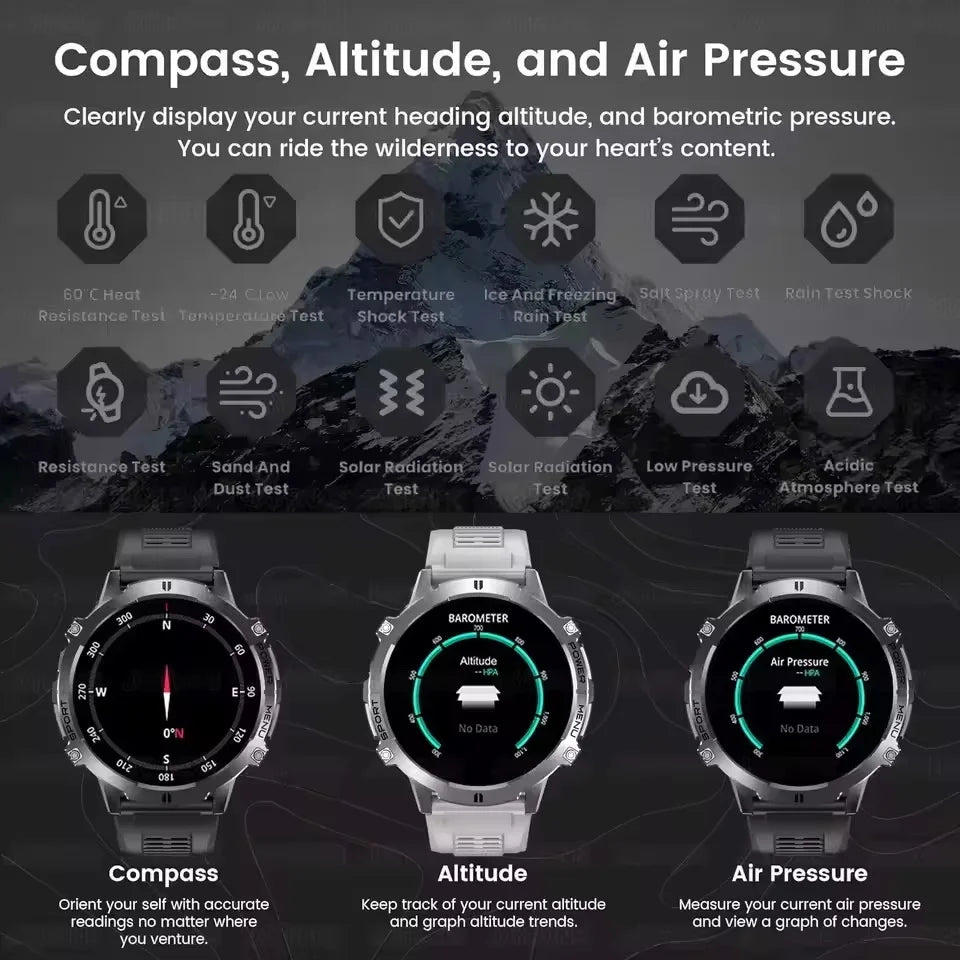 2025New T-Rex 3 GPS SmartWatch 1000mAh Battery AMOLED HD Men 10ATM&IP69K Waterproof Outdoor Fitness Military Call smart bracelet