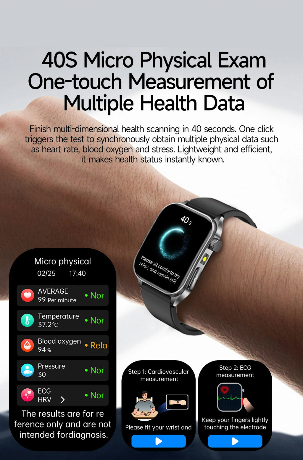 2025 New Laser therapy+ECG+HRV High-end Health Watch Men Body analysis Blood pressure lipids Uric acid Health Tracker Smartwatch