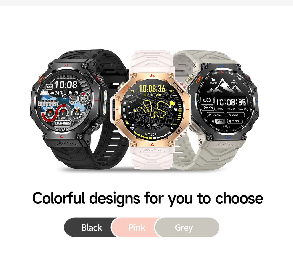 2025New T-Rex 3Ultra Outdoors GPS Smart Watch 10ATM IP68 Waterproof Tactical Flashlight Compass Outdoor sport high-end watch Men