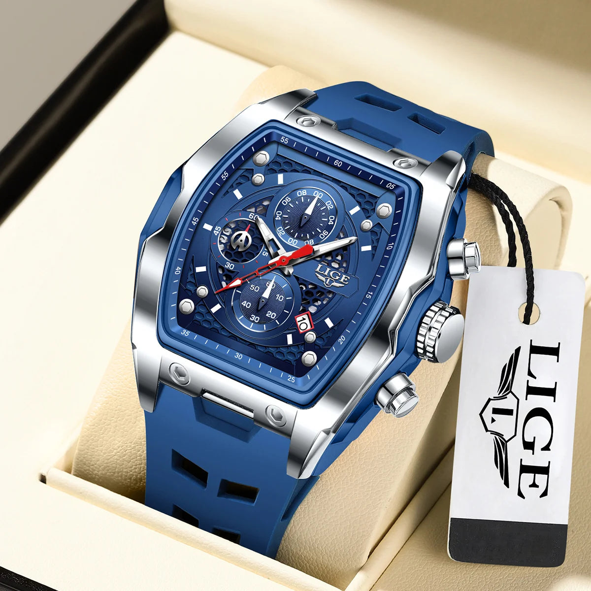 LIGE Silicone Watch Fashion Military Sports Waterproof Quartz Watches Calendar Luminous Men's Watch Chronograph Watches for Man