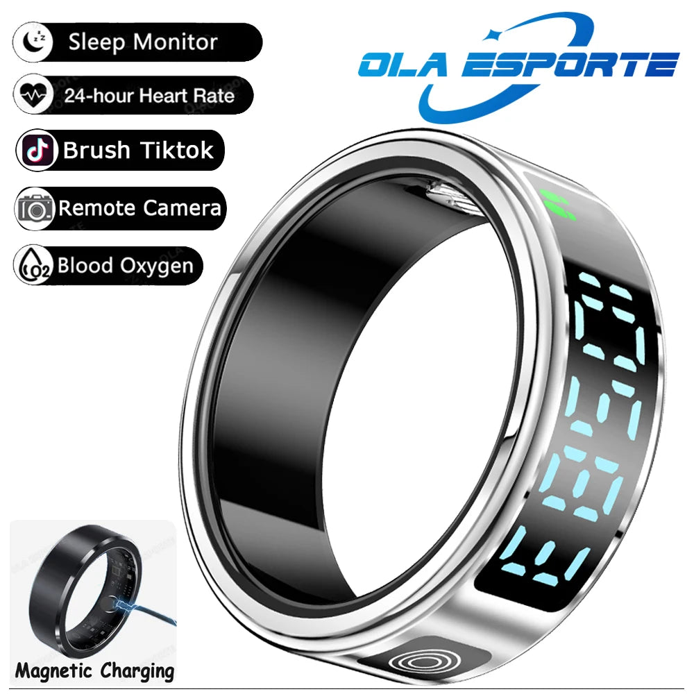 2025 New SR08 Smart Ring Men Women LED Display Screen Heart Rate Blood Oxygen Monitoring 5ATM Waterproof Multi Sports Modes Gift