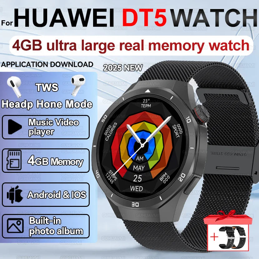 2025 New Smart Watch Men AMOLED Screen 4GB Memory Music Player GPS Sports Fitness Tracker IP68 Waterproof Smartwatches