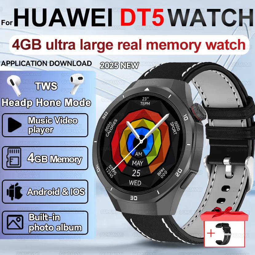 2025 New Smart Watch Men AMOLED Screen 4GB Memory Music Player GPS Sports Fitness Tracker IP68 Waterproof Smartwatches
