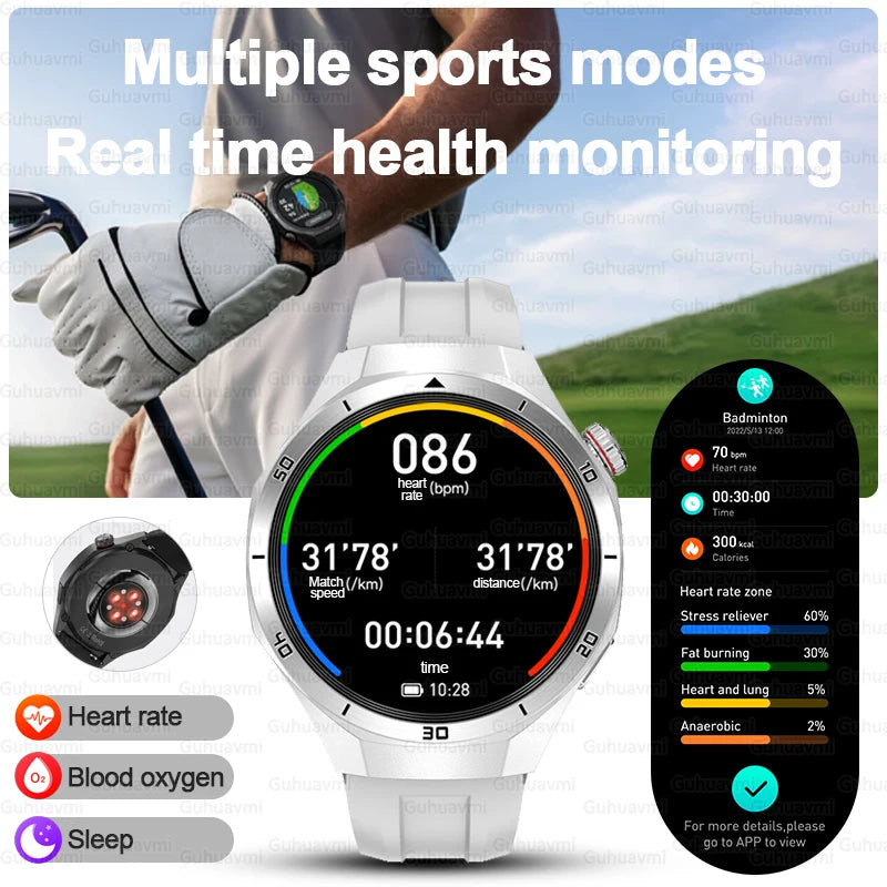2025 New Smart Watch Men AMOLED Screen 4GB Memory Music Player GPS Sports Fitness Tracker IP68 Waterproof Smartwatches