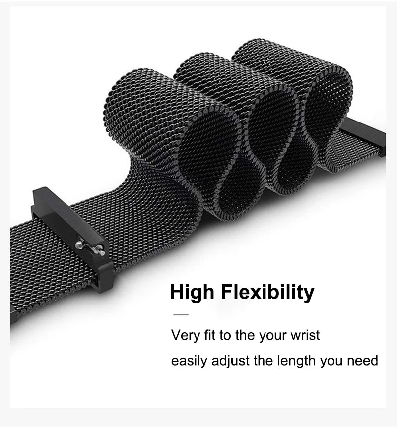 20 22mm Milanese Loop For Samsung watch 3 4 5 6/Active 2/S3 WatchBand For Garmin Forerunner 55 158 245 645 965 265 745 SQ2 MUSIC
