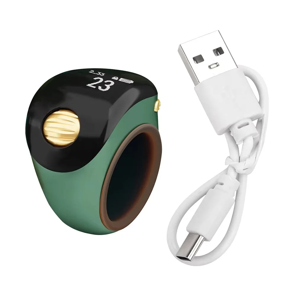 Portable Ring Type Ball Digital Finger Counter 75mah Type-C Rechargeable Adjustable OLED Screen Display Mini Tally Counter