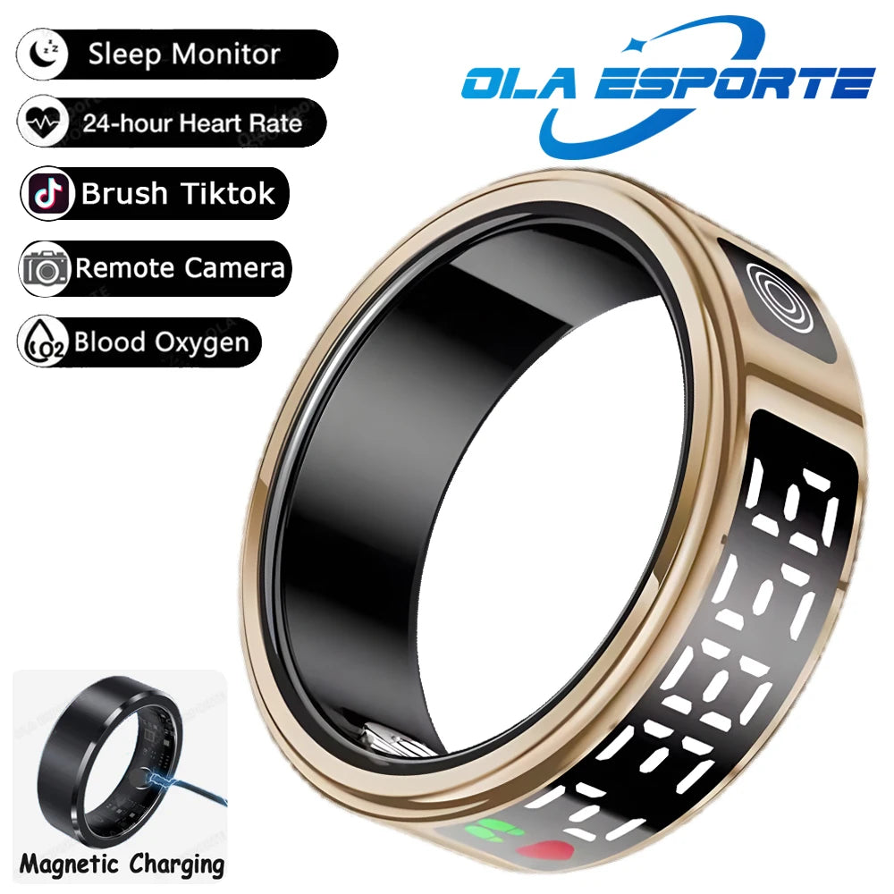 2025 New SR08 Smart Ring Men Women LED Display Screen Heart Rate Blood Oxygen Monitoring 5ATM Waterproof Multi Sports Modes Gift