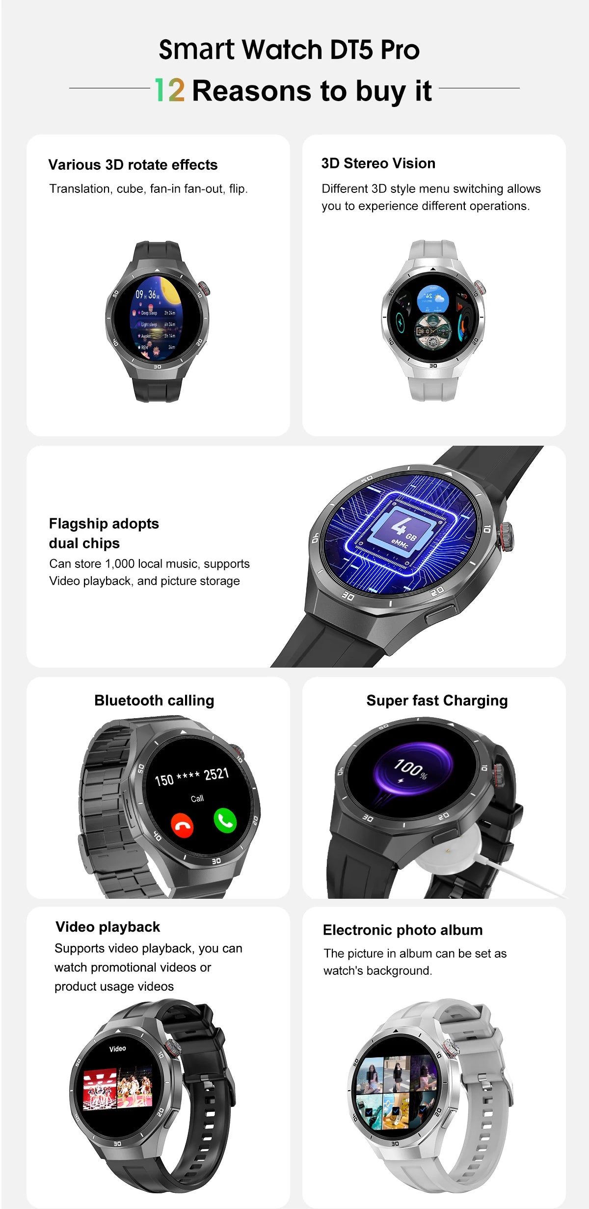 2025 New Smart Watch Men AMOLED Screen 4GB Memory Music Player GPS Sports Fitness Tracker IP68 Waterproof Smartwatches