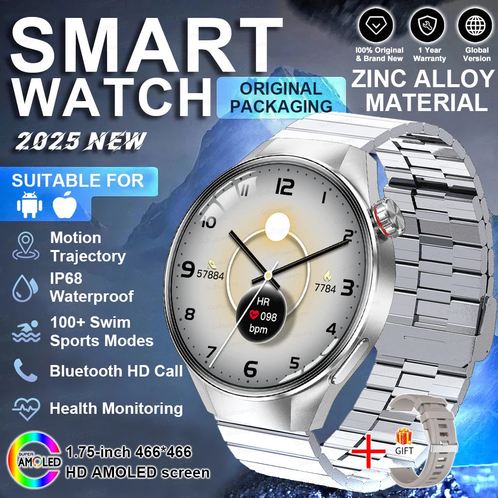 2025 New Watch G5 PlUS Smart Watch Men 1.75" HD AMOLED Screen GPS Track Heart Rate Bluetooth Call Compass SmartWatch