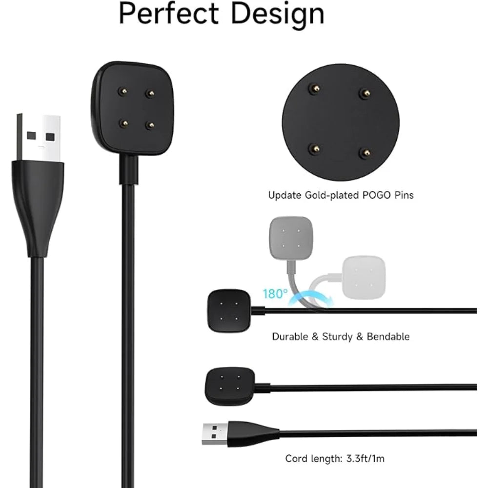 For Fitbit Sense/Sense 2/Versa 4/Versa 3 Charger USB Charger Smart watch Charging  Cable Replacement Charger 3.3ft