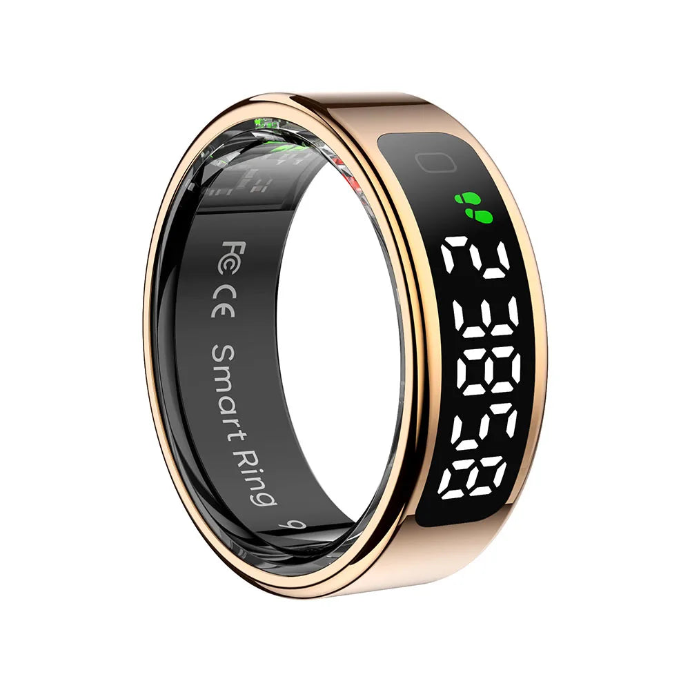 Fashion Smart Ring with Display Screen and Touch, Wireless Charging, Health Manager, IP68 5ATM Waterproof For Men Women 2025 New