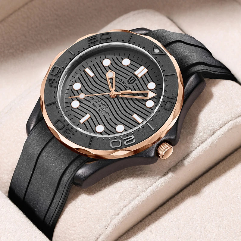 QINGXIYA Mens Watches Top Brand Luxury Watch Men Silicone Military Sports Waterproof Date Quartz Watch For Men Relogio Masculino