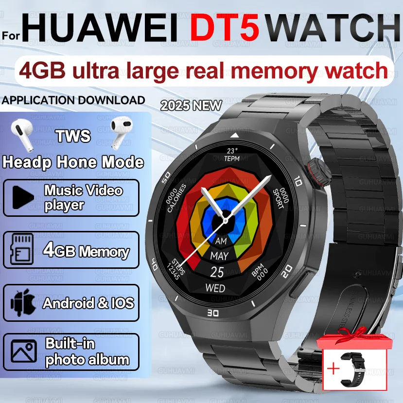 2025 New Smart Watch Men AMOLED Screen 4GB Memory Music Player GPS Sports Fitness Tracker IP68 Waterproof Smartwatches