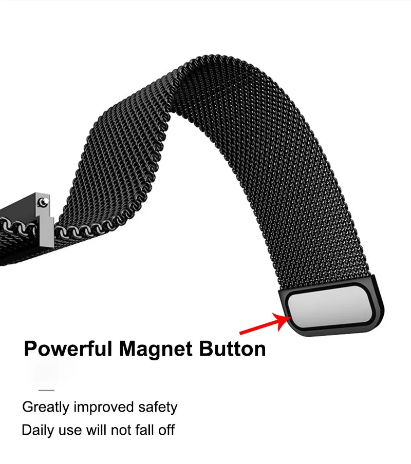 20 22mm Milanese Loop For Samsung watch 3 4 5 6/Active 2/S3 WatchBand For Garmin Forerunner 55 158 245 645 965 265 745 SQ2 MUSIC