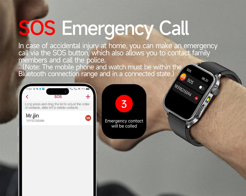 2025 New Laser therapy+ECG+HRV High-end Health Watch Men Body analysis Blood pressure lipids Uric acid Health Tracker Smartwatch