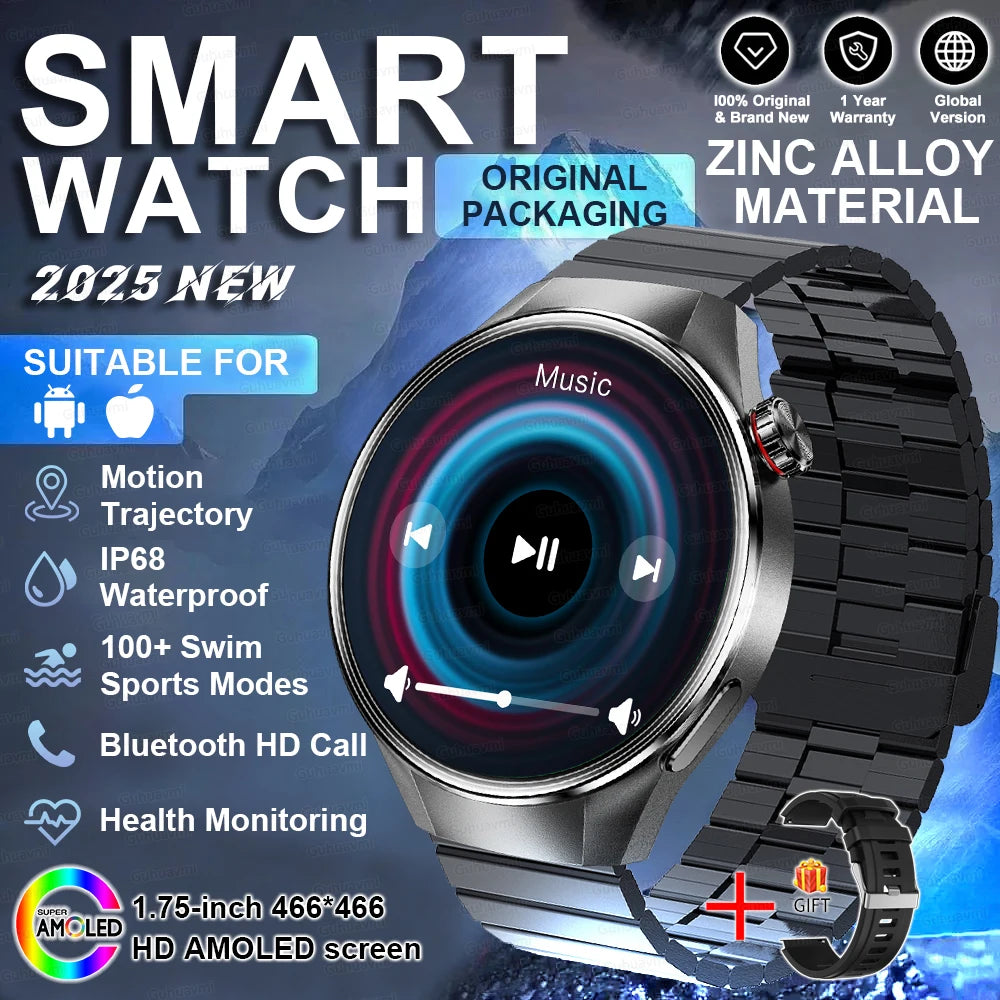 2025 New Watch G5 PlUS Smart Watch Men 1.75" HD AMOLED Screen GPS Track Heart Rate Bluetooth Call Compass SmartWatch