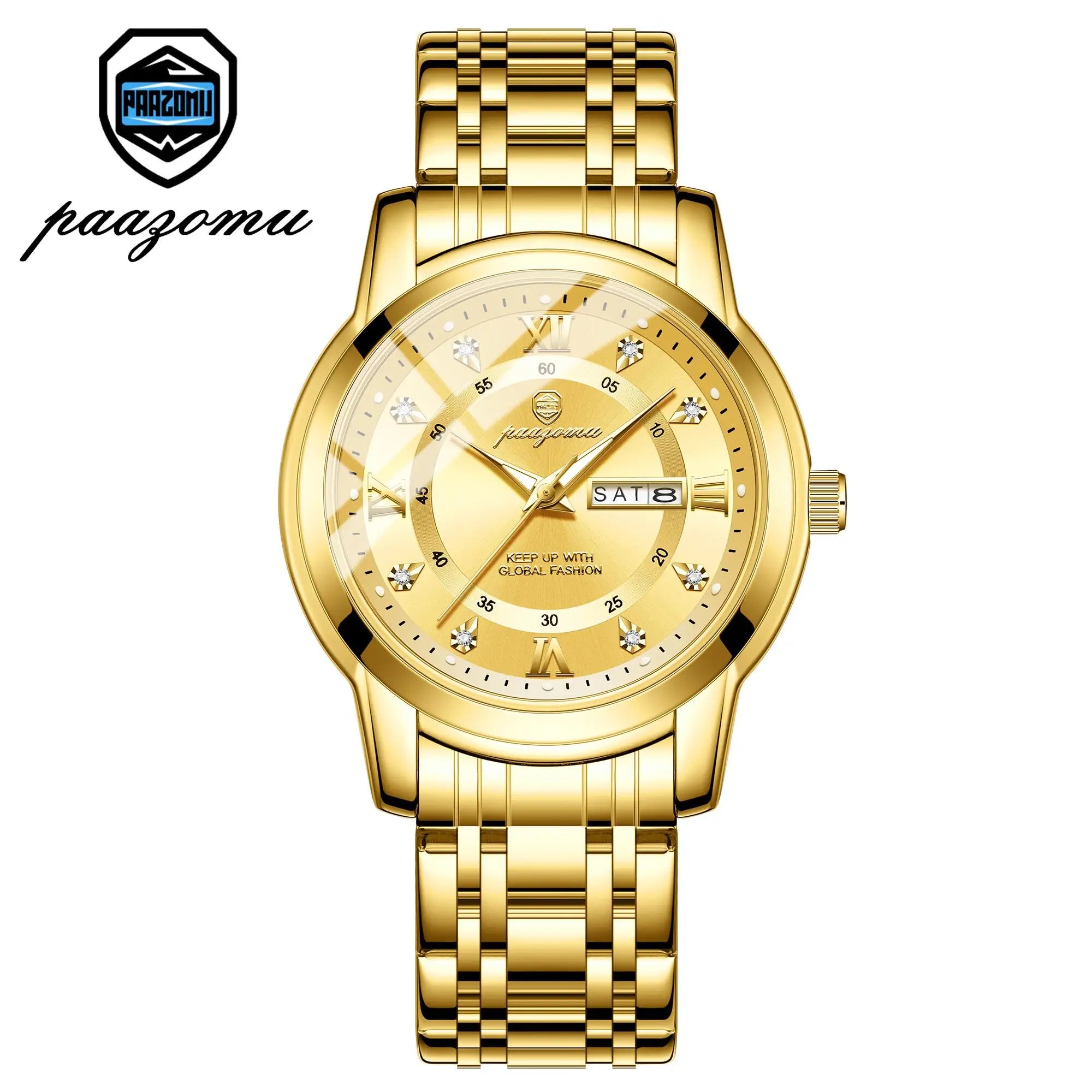 POEDAGAR Business Men Watch Date Week Waterproof Luminous Luxury Man Wristwatch Sports Stainless Steel Men's Quartz Watches Male