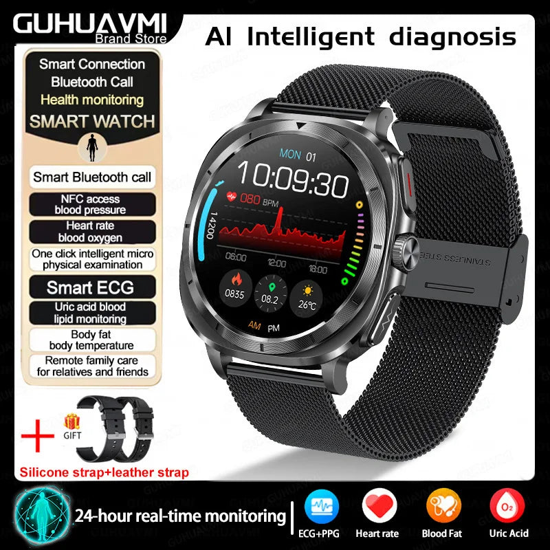 2025 New For XIAOMI Health Watch Uric Acid Blood Pressure Blood oxygen Body Analysis Body Fat SmartWatch ECG+PPG Clock Women Men
