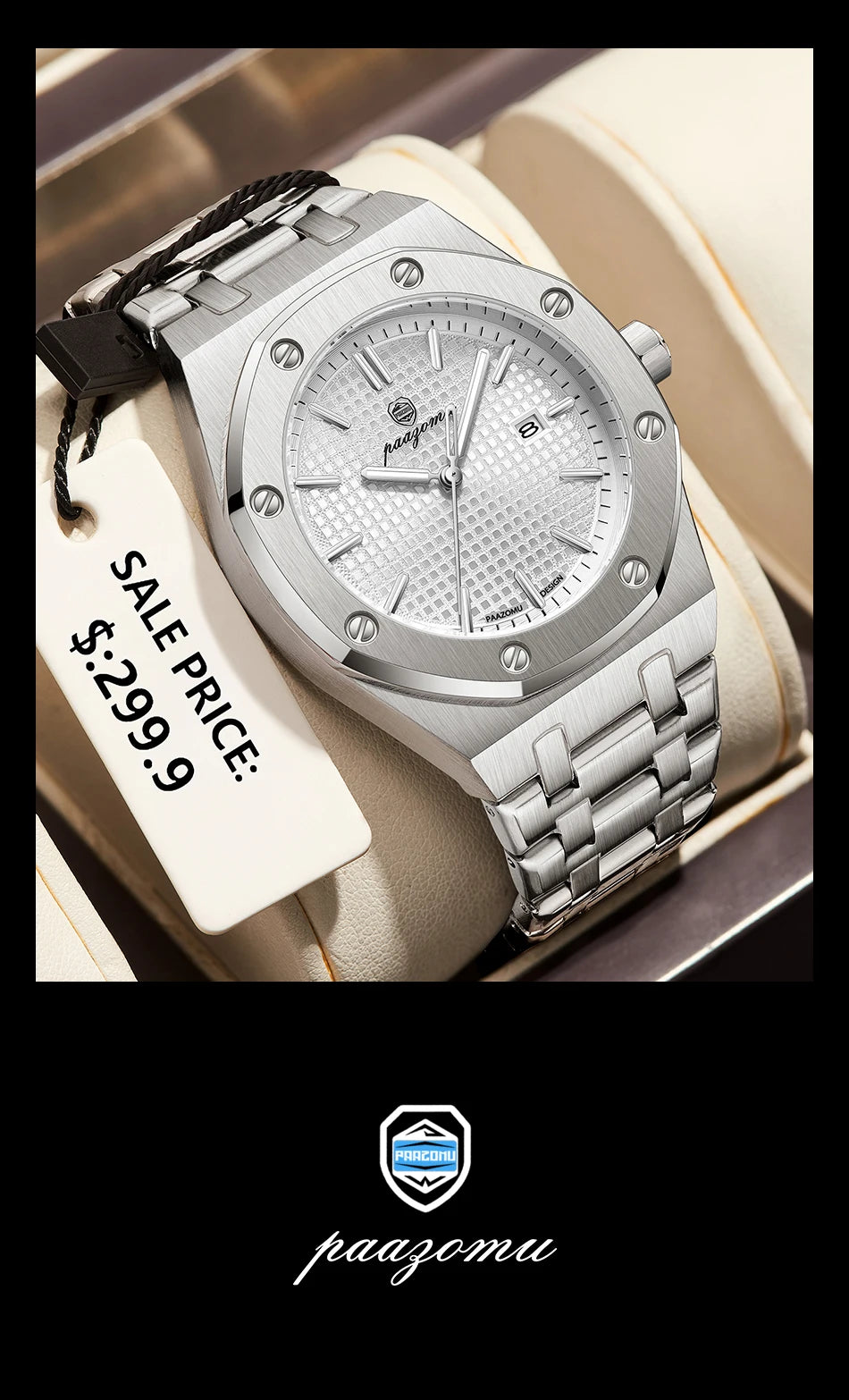 PAAZOMU Top Luxury Man Watch Waterproof Luminous Date Men Watch Stainless Steel Male Clock Sport Fashion Men's Quartz Watches