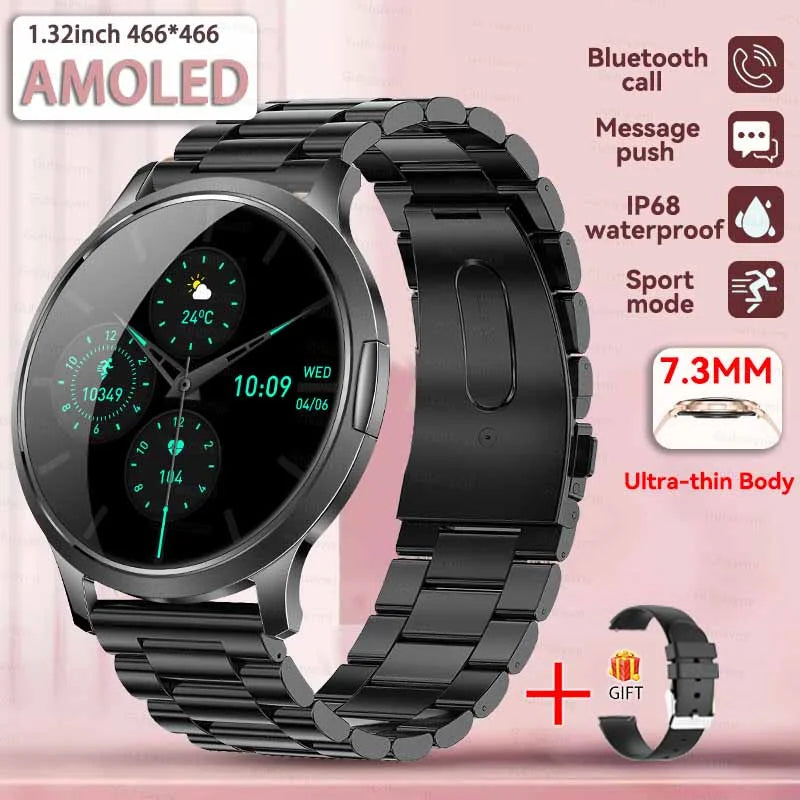 New Smart Watch Women 1.32"Ultra-thin AMOLED HD Screen Sport Fitness Bracelet Custom Watch Face Bluetooth Call Luxury Smartwatch