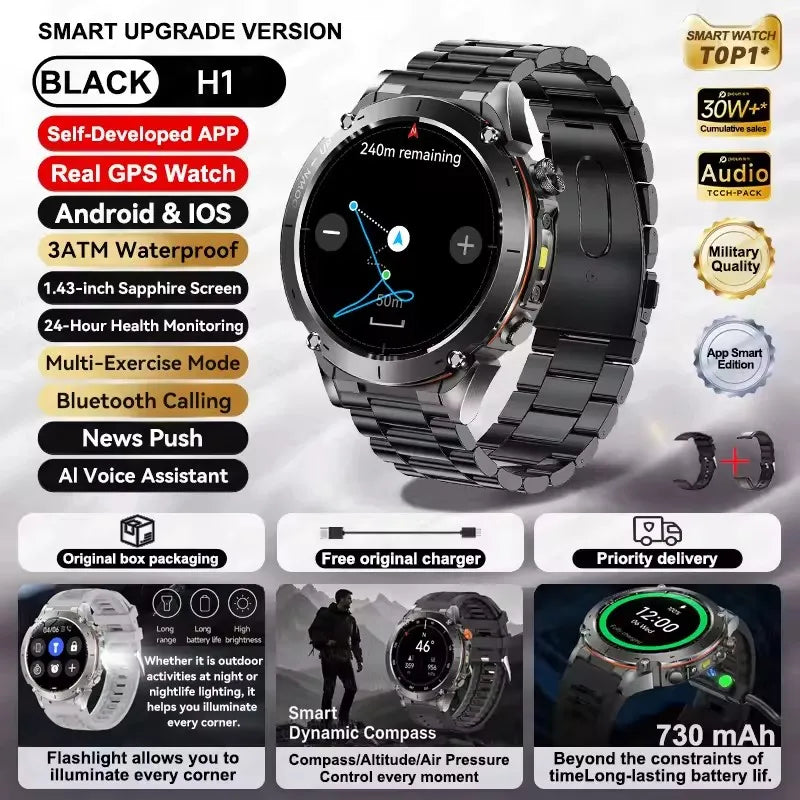 2025 New For Xiaomi IOS Ultra GPS Smart Watch 10ATM Waterproof Built-in Dual-band GNSS Compass Military Sport Men SWIM Bracelet
